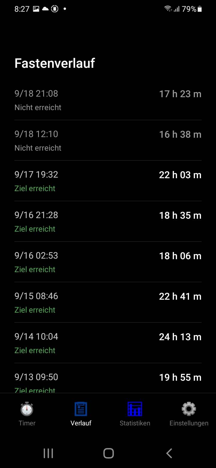 Prüfe Datum, Dauer und Zielstatus im Verlauf.